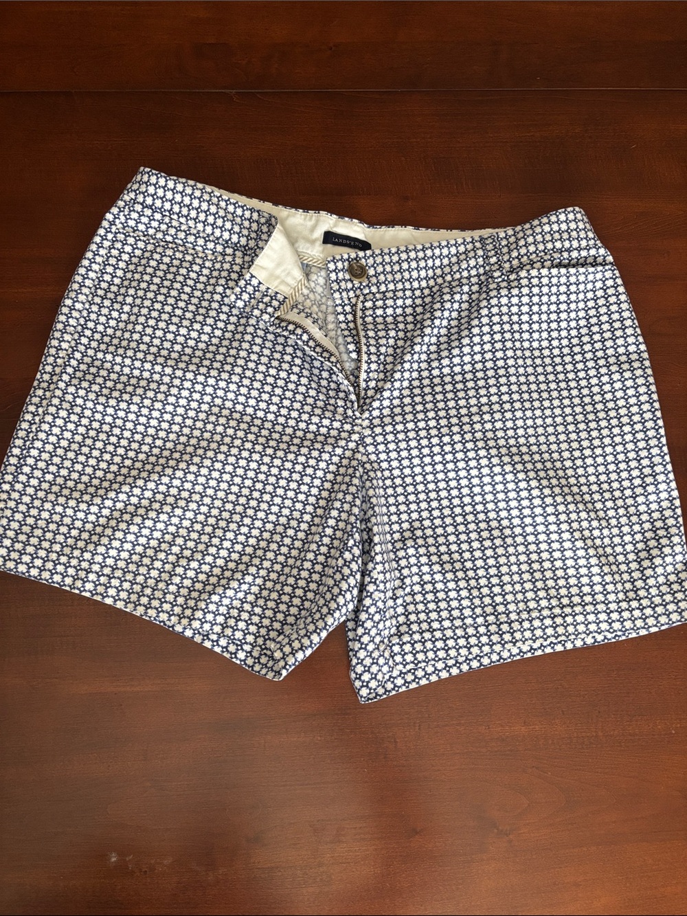 Women’s Blue & White Patterned Shorts